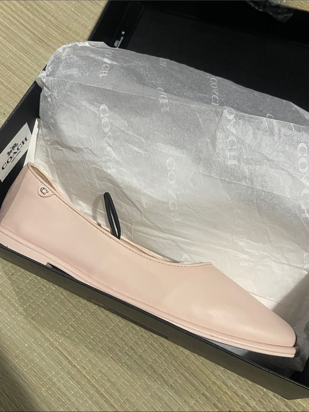 Coach Women's Pale Pink Leather Square-Toe Ballet Flat - Picture 6 of 6